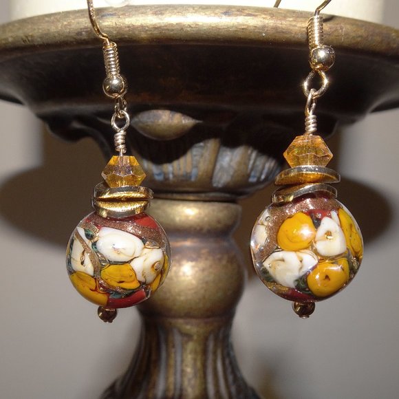 Handmade Murano lampwork and millefiori earrings - Picture 3 of 7